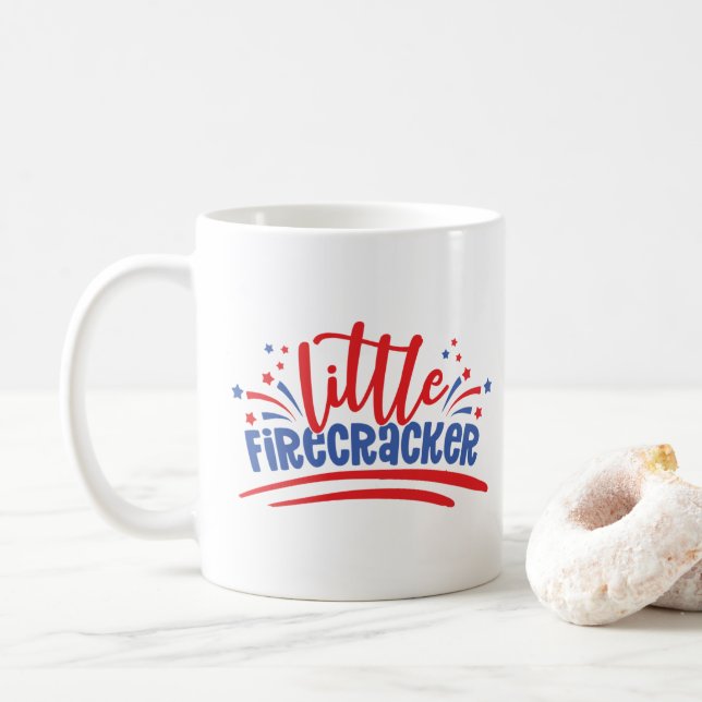 Little Firecracker 4th July  Coffee Mug (With Donut)