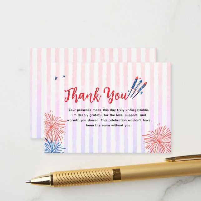  Little Firecracker 4th July Thank You Enclosure Card (Front/Back In Situ)