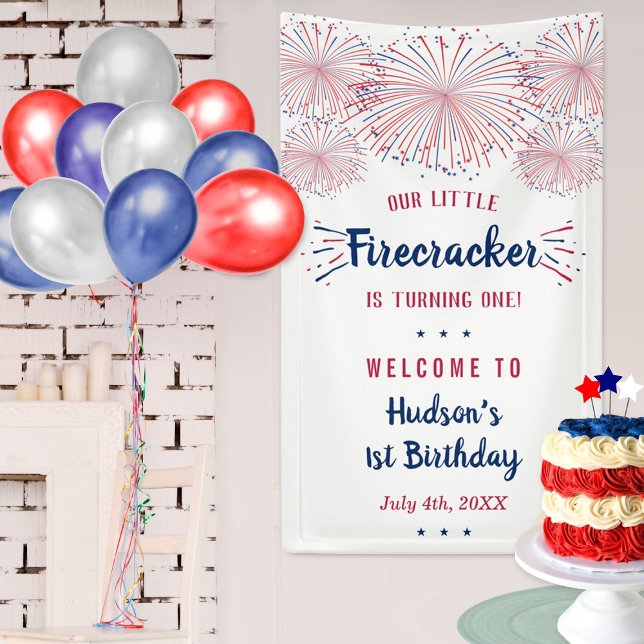 Little Firecracker 4th Of July 1st Birthday Banner (Creator Uploaded)