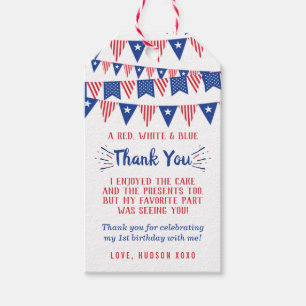 Little Firecracker 4th Of July 1st Birthday Gift Tags