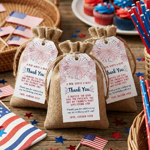 Little Firecracker 4th Of July 1st Birthday Gift Tags
