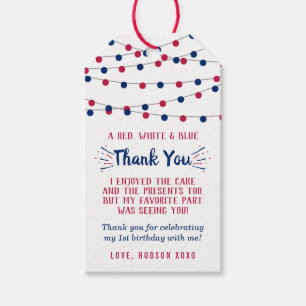 Little Firecracker 4th Of July 1st Birthday Gift Tags