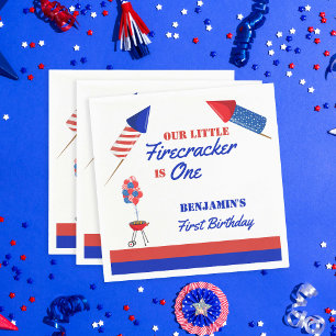 Little Firecracker 4th of July 1st Birthday  Napkin