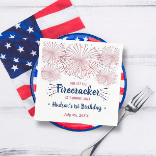 Little Firecracker 4th Of July 1st Birthday Napkin