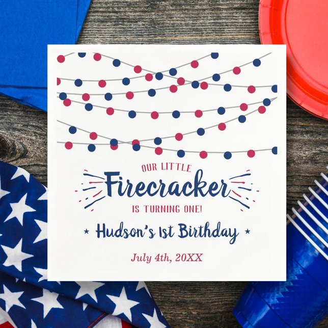 Little Firecracker 4th Of July 1st Birthday Napkin (Creator Uploaded)