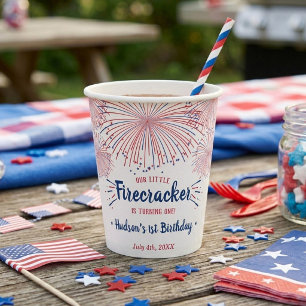 Little Firecracker 4th Of July 1st Birthday Paper Cups