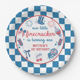 Little Firecracker 4th of July 1st Birthday Paper Plate