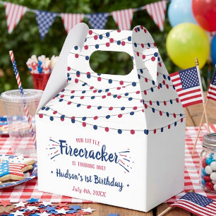 Little Firecracker 4th Of July 1st Birthday Party Favour Box