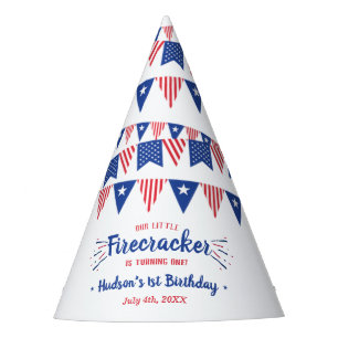 Little Firecracker 4th Of July 1st Birthday Party Hat