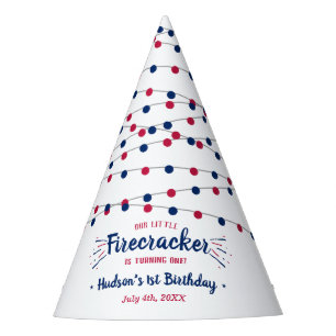 Little Firecracker 4th Of July 1st Birthday Party Hat