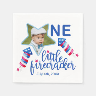 Little Firecracker 4th of July 1st Birthday Party Napkin