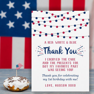 Little Firecracker 4th Of July 1st Birthday Thank You Card