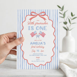 Little Firecracker 4th of July Birthday Invitation