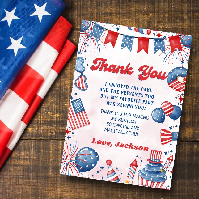 Little Firecracker 4th Of July Birthday Thank You Card (Creator Uploaded)