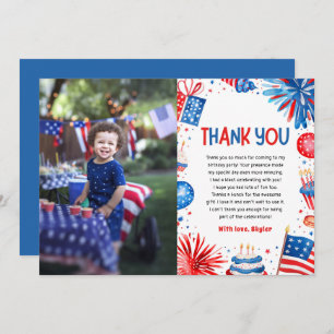 Little Firecracker 4th Of July Birthday Thank you Invitation