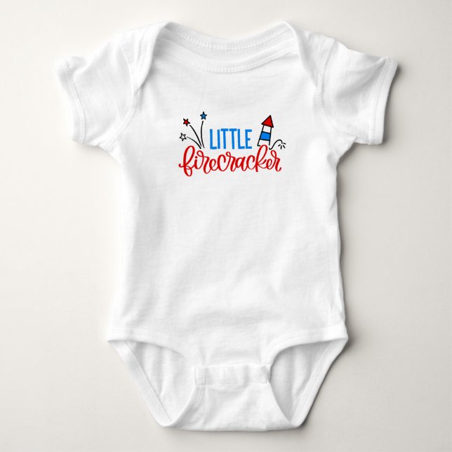 Little Firecracker 4th of July Bodysuit Shirt (Front)
