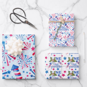 Little Firecracker 4th of July First Birthday Wrapping Paper Sheet