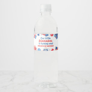 Little Firecracker 4th of July Summer 1st Birthday Water Bottle Label