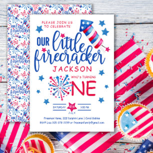 Little Firecracker 4th of July Summer Birthday Invitation
