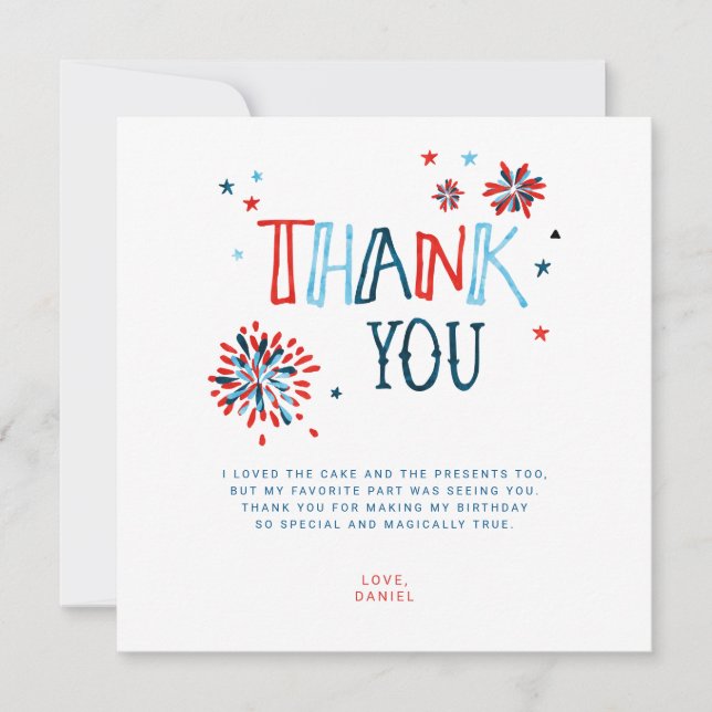 Little Firecracker 4th of July Thank You Card (Front)