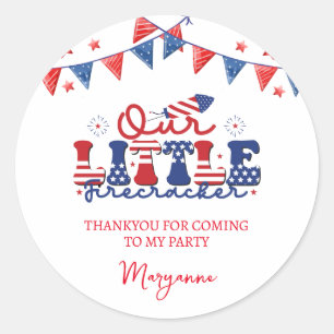 Little Firecracker Birthday Party Thankyou Sticker