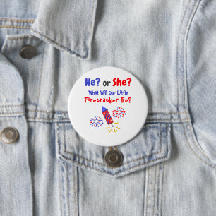 Little Firecracker Gender Reveal 7.5 Cm Round Badge