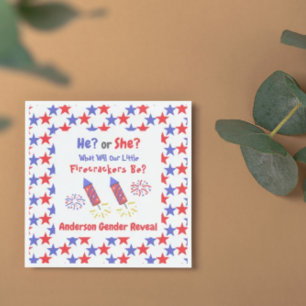 Little Firecracker Gender Reveal Napkin