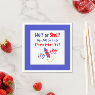 Little Firecracker Gender Reveal Napkins