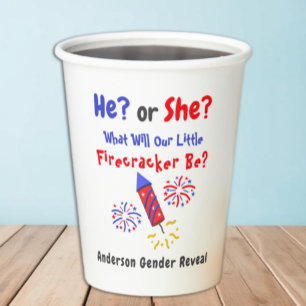 Little Firecracker Gender Reveal Paper Cups
