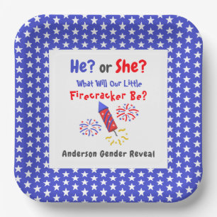 Little Firecracker Gender Reveal Paper Plate