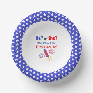 Little Firecracker Gender Reveal Paper Plate