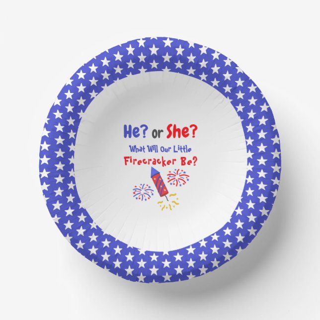 Little Firecracker Gender Reveal Paper Plate (Front)