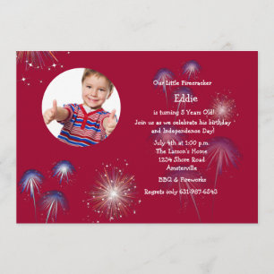 Little Firecracker Photo Birthday Invitation
