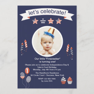 Little Firecracker Photo Invitation
