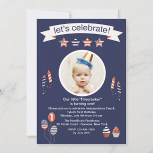 Little Firecracker Photo Invitation