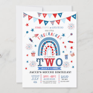 Little Firecracker Red White & Blue Birthday Invit Invitation
