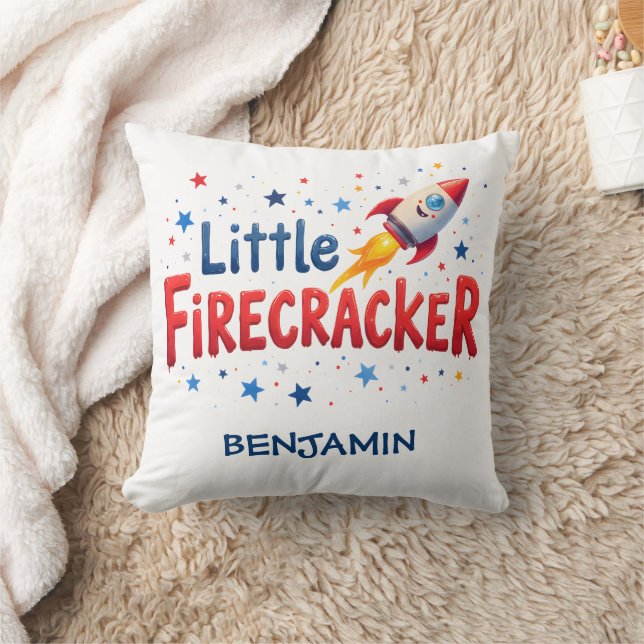 Little Firecracker Rocket Patriotic Nursery Cushion (Blanket)