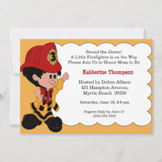 Little Firefighter Baby Shower Invitation