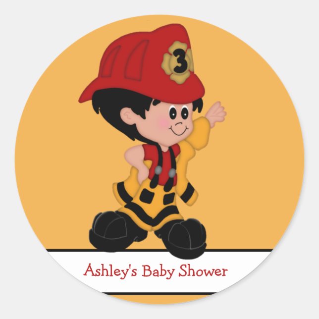 Little Firefighter Baby Shower Stickers (Front)