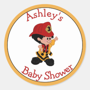 Little Firefighter Baby Shower Stickers