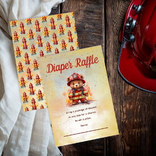 Little Firefighter Bear Baby Shower Diaper Raffle 