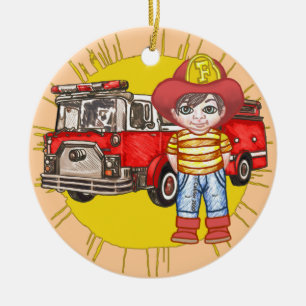 Little Firefighter Ceramic Tree Decoration