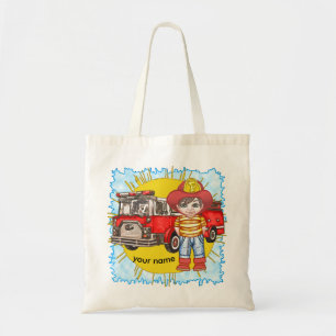 Little Firefighter custom name tote bag