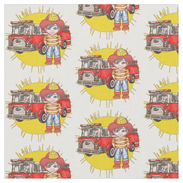 Little Firefighter Fabric (Close Up)