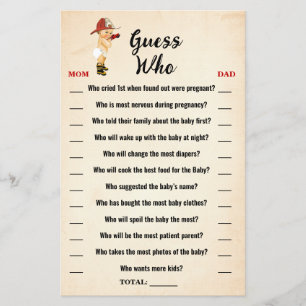 Little Firefighter Guess Who Baby Shower Game Card