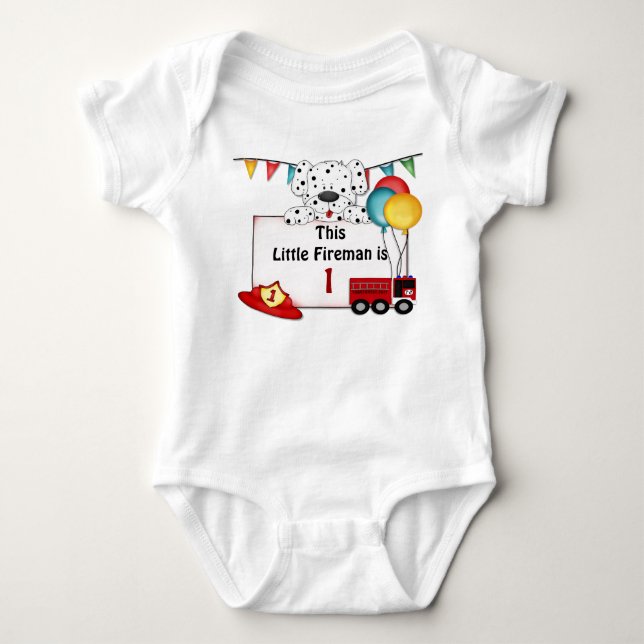 Little Fireman Dalmation - Customise Baby Bodysuit (Front)