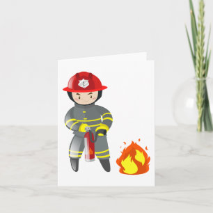 Little Fireman Hero Putting Out Fire Card