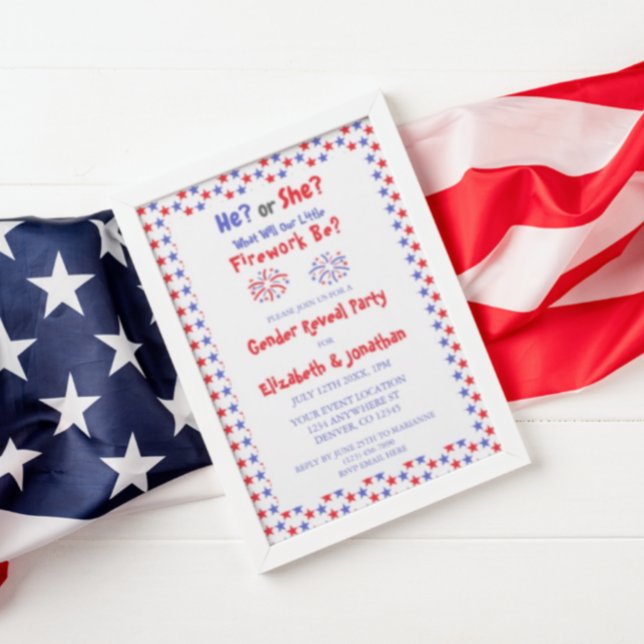 Little Firework American Gender Reveal Invitation (Creator Uploaded)