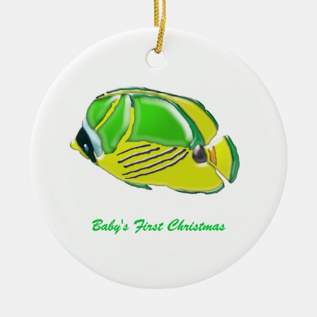 Little Fish, Baby's First Christmas Ceramic Tree Decoration (Front)