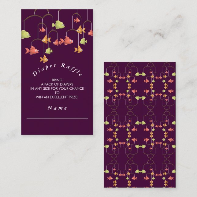 Little Fish Crimson Red Baby Shower Diaper Raffle Enclosure Card (Front/Back)